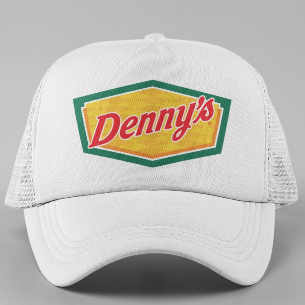 NEW Denny's Diner 90s Logo Foam Trucker Mesh Snapback Hat WHITE